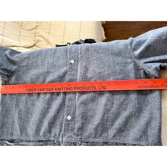 KESTIN HARE Armadale Overshirt in a Cotton/Linen Blend Chambray Blue - S - Picture 5 of 10